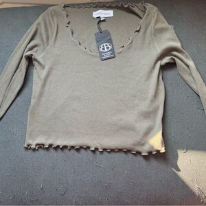 Organic Basics 100% cotton sage green plus size crop top